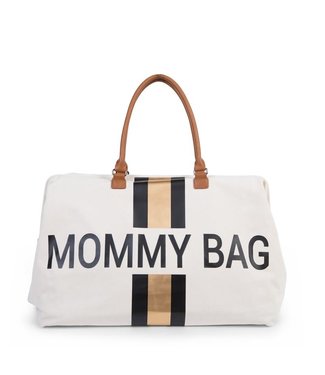 Childhome Childhome - Mommy Bag Groot Canvas Offwhite Stripes Zwart/Goud