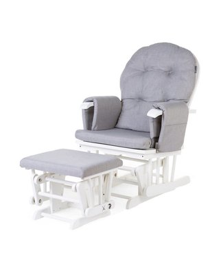 Childhome Childhome - Gliding Chair Rond Beuk Canvas Grijs + Voetenbank