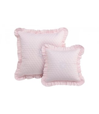Caramella Caramella - Baby pink pillows with flounce and emblem small