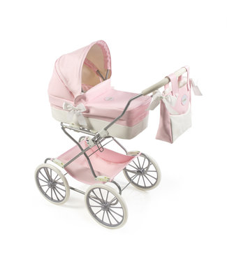 La Nina Classic Pram Pink/White Faux Leather 36/52 CM