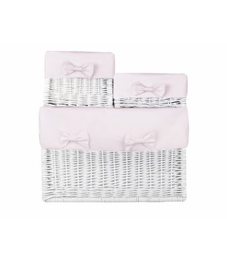 Caramella Caramella - White wicker box with baby pink liner big