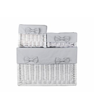 Caramella Caramella - White wicker box with grey cube liner medium