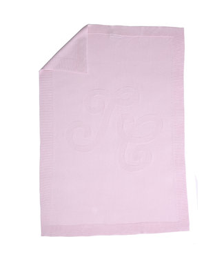 Tartine et Chocolat Tartine et Chocolat - Embroidery TC blanket cotton-cashmere 75 x 100 cm - Pink