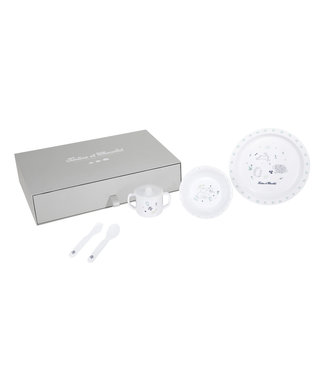 Tartine et Chocolat Tartine et Chocolat - Meal set (large plate + soup plate + cutlery + cup) coffret : 80 x 80 cm - White