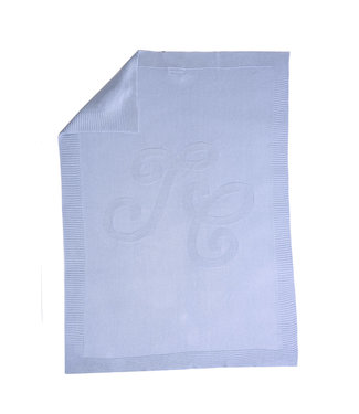 Tartine et Chocolat Tartine et Chocolat - Embroidery TC blanket cotton-cashmere 75 x 100 cm - Blue