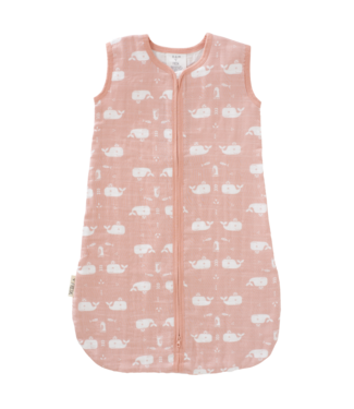 Fresk Fresk - Slaapzak muslin 2-laags wit Whale mellow rose