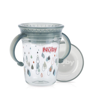 Nuby Nuby - 360° Wonder Cup met handvaten uit Tritan™ - Grijs - 240ml - 6m+