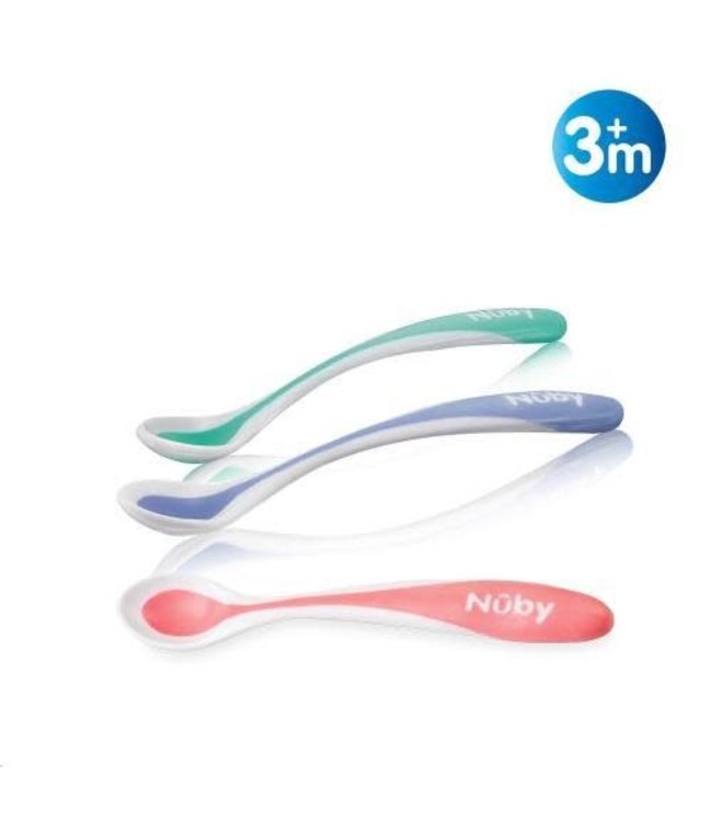Nuby Nuby - Gepanteteerd warmtegevoelige lepels met zachte rand - 2st - 3m+