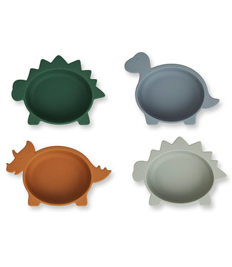 Liewood Liewood - Iggy silicone bowls - 4 pack 6943 Dino blue multi mix