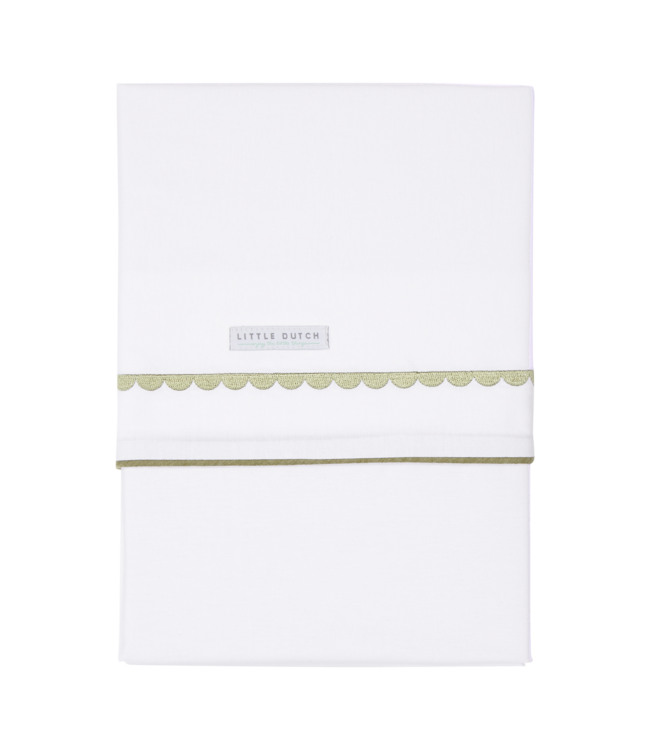 Little Dutch Little Dutch - Ledikantlaken Pure Olive Rounded geborduurd