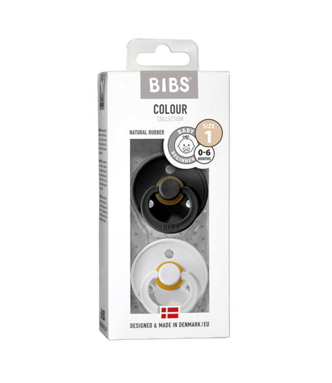 Bibs Bibs - Fopspeen Natuurrubber - Blister Black / White - T1