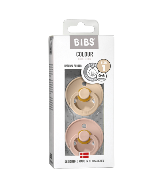 Bibs Bibs - Fopspeen Natuurrubber - Blister Vanilla / Blush - T1