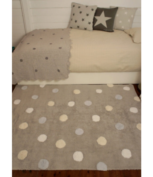 Lorena Canals Lorena Canals - Tricolor Polka Dots Grey - Blue 120 x 160