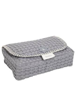 Koeka Koeka - Hoes voor babydoekjes wafel Antwerp - steel grey 12x20x6