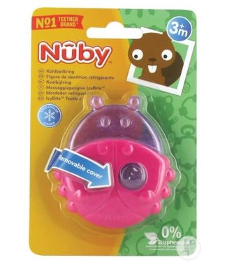 Nuby Nuby - Koelbijtring met dieren en beschermhoes - 3m+ - Lieveheersbeestje