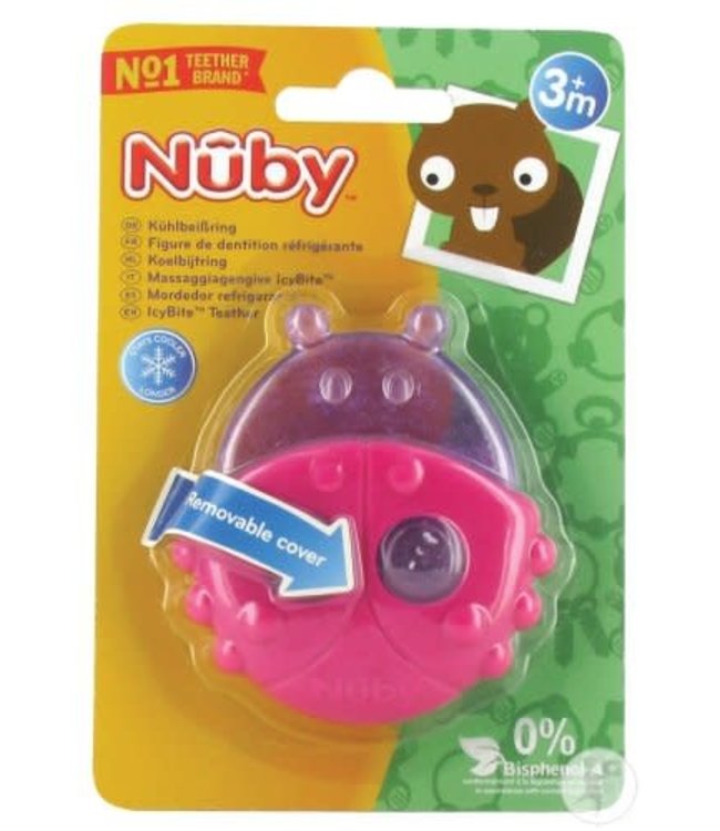 Nuby Nuby - Koelbijtring met dieren en beschermhoes - 3m+ - Lieveheersbeestje