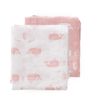 Fresk Fresk - Swaddle set 2 st. 70x60 cm Whale mellow rose