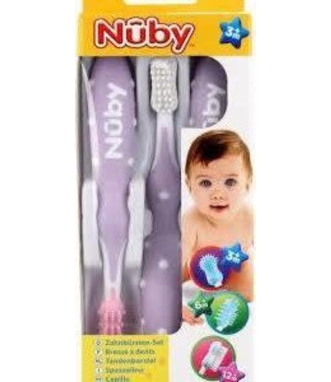 Nuby Nuby - Evolutieve tandenborstelset - 3st - 3m+ | 6m+ | 12m+