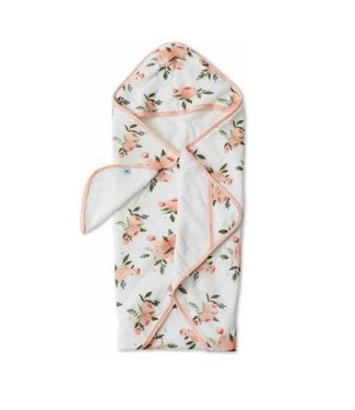 Little Unicorn - Katoenen Badcape & Washandje - Watercolor Roses - One Size