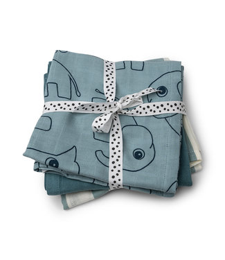 Done by Deer Done by Deer - Burp cloth 3-pack, Blue, GOTS