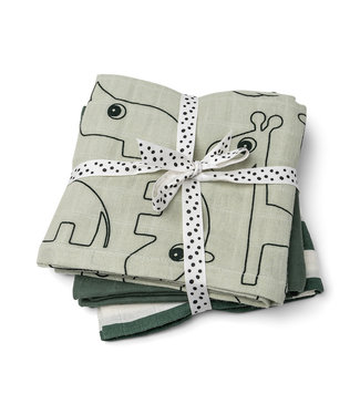 Done by Deer Done by Deer - Burp cloth 3-pack, Green, GOTS