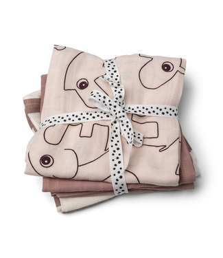 Done by Deer Done by Deer - Burp cloth 3-pack, Powder, GOTS