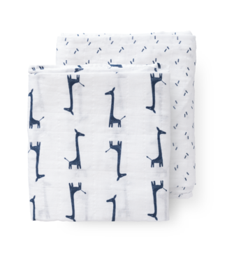 Fresk Fresk - Swaddle set 2 st. 120x120 cm Giraf indigo blue