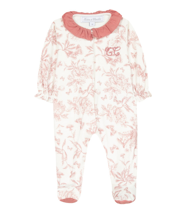 Tartine et Chocolat Tartine et Chocolat - Toile de Jouy Sleepsuit 9M - Peach