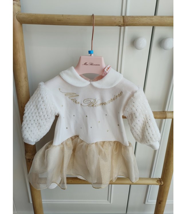Miss Blumarine Miss Blumarine - Jurkje Ecru Met Goud