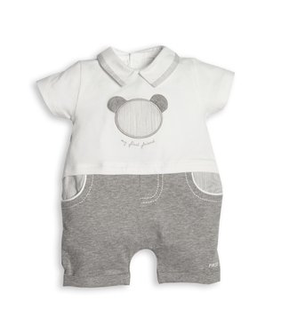 First First - BO B white short combi grey teddy - white-grey