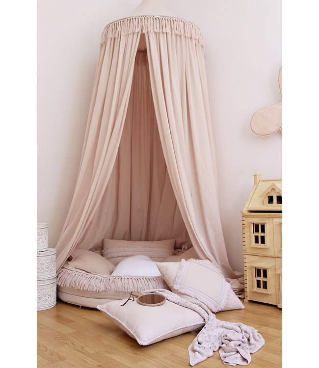 Cotton & Sweets Cotton & Sweets - Boho Canopy Fringe Maxi - Powder pink