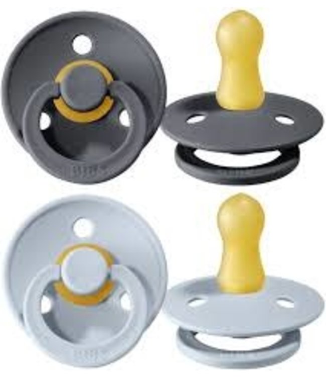 Bibs Bibs - Fopspeen Natuurrubber - Blister Iron / Baby Blue - T2