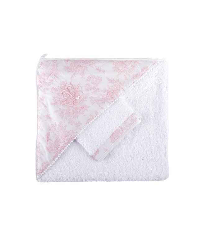 Theophile & Patachou Theophile & Patachou - Kaphanddoek + washandje wit/roze