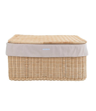 Theophile & Patachou Theophile & Patachou - Kleine rieten speelgoedkoffer + Bekleding katoen Camel Safari