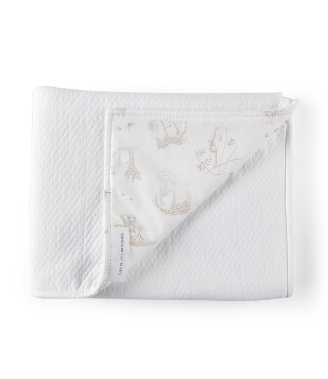 Theophile & Patachou Theophile & Patachou - Doopdeken 100x135cm - Gewafeld Wit/Camel Safari
