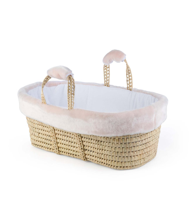 Theophile & Patachou Theophile & Patachou - Rieten reiswieg + Aankleding bont  roze