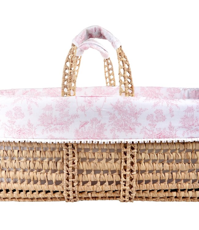Theophile & Patachou Theophile & Patachou - Rieten reiswieg + Aankleding Roze geprint