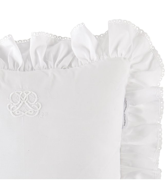 Theophile & Patachou Theophile & Patachou - Kussen volant + borduurwerk - Popeline Wit