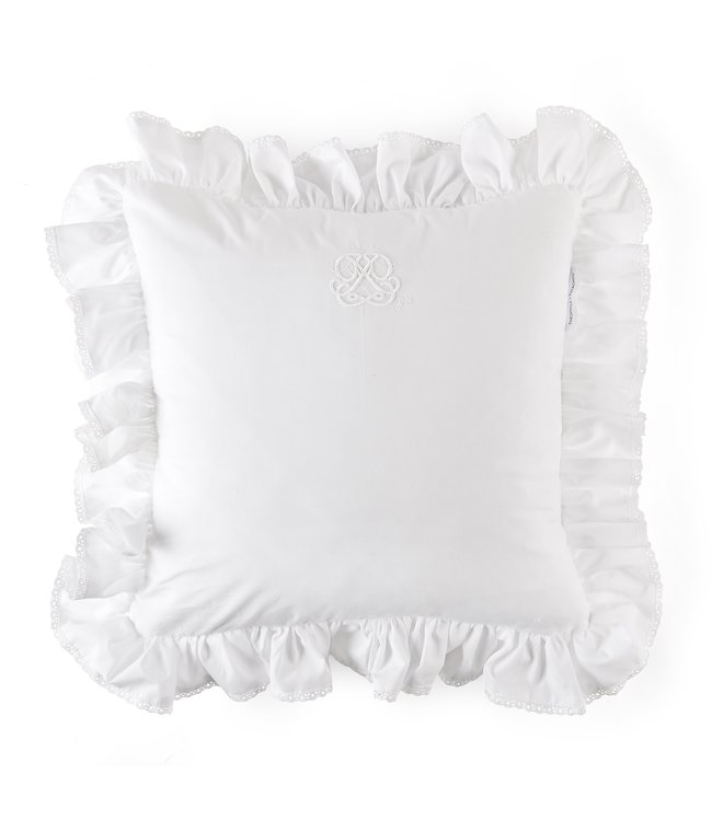 Theophile & Patachou Theophile & Patachou - Kussen volant + borduurwerk - Popeline Wit
