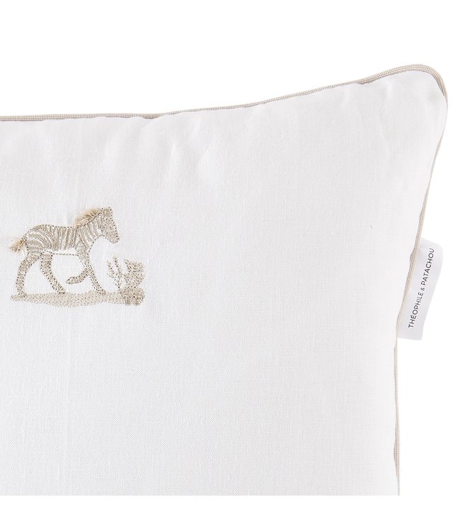 Theophile & Patachou Theophile & Patachou - Kussen geborduurd Wit
