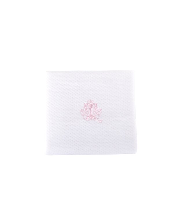 Theophile & Patachou Theophile & Patachou - Doopdeken 65x80cm - Jersey wit/roze
