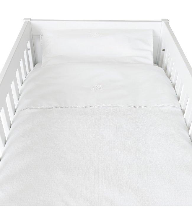 Theophile & Patachou Theophile & Patachou - Donsovertrek bed 100x135cm  + sloop - Gewafeld Wit