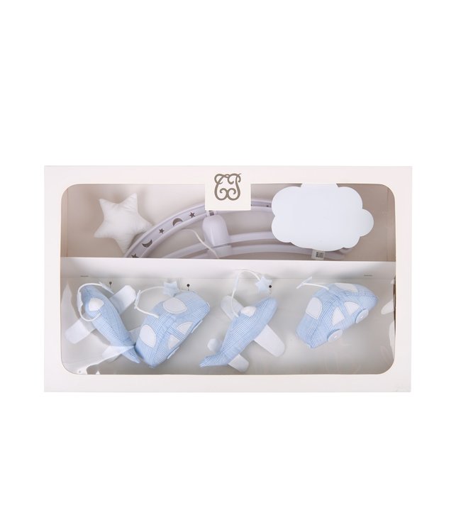 Theophile & Patachou Theophile & Patachou - Muziekmobiel ''vliegtuigen en autos'' Lichtblauw