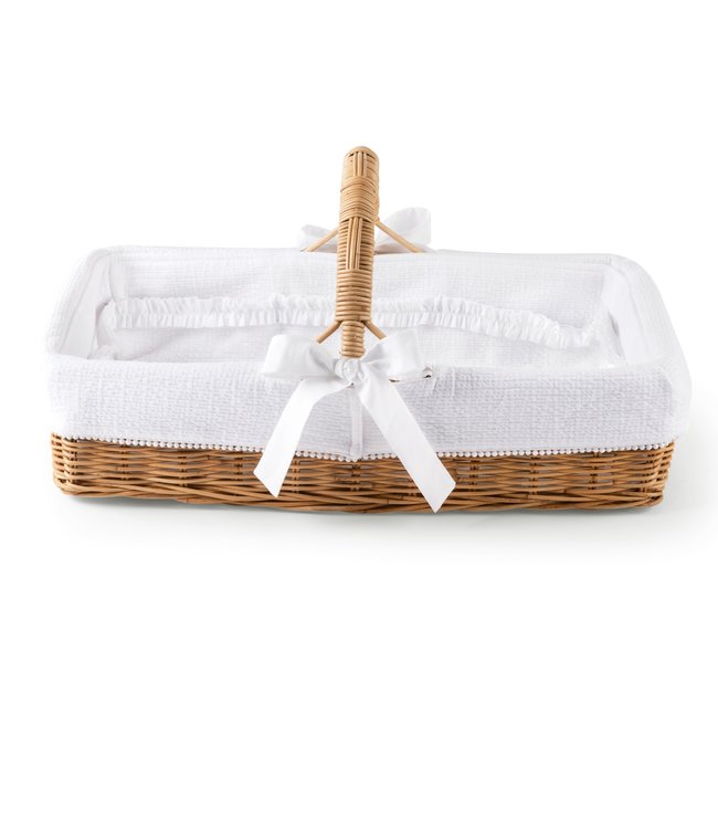 Theophile & Patachou Theophile & Patachou - Rieten verzorgingsmand met handvat + Bekleding gewafeld Wit