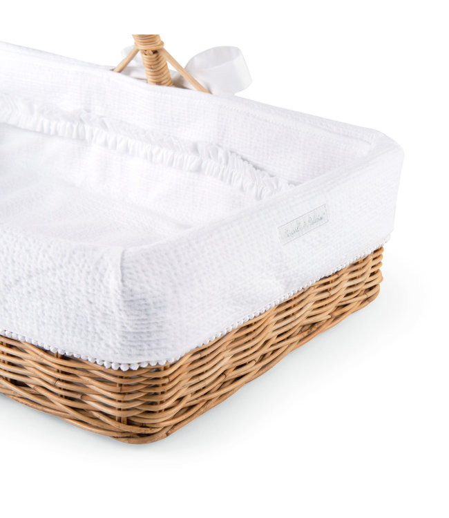 Theophile & Patachou Theophile & Patachou - Rieten verzorgingsmand met handvat + Bekleding gewafeld Wit