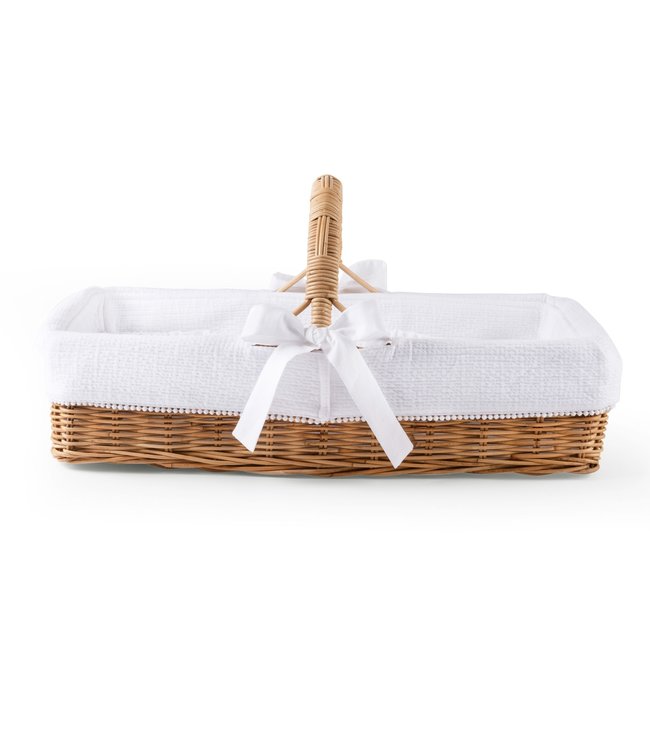 Theophile & Patachou Theophile & Patachou - Rieten verzorgingsmand met handvat + Bekleding gewafeld Wit
