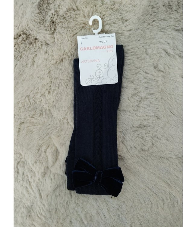 Carlomagno Carlomagno - Kniekous - Blauw Met Velvet Strik