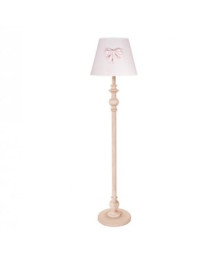 Caramella Caramella - Baby pink floor lamp with bow and decorative wooden leg