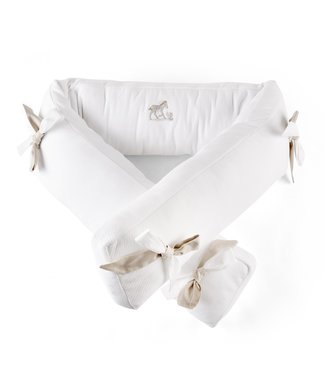 Theophile & Patachou Theophile & Patachou - Bedbeschermer 210 cm - Gewafeld H: 18 cm Wit/Camel Safari