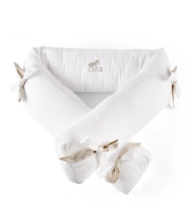 Theophile & Patachou Theophile & Patachou - Bedbeschermer 210 cm - Gewafeld H: 18 cm Wit/Camel Safari